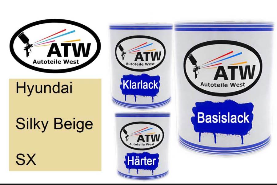 Hyundai, Silky Beige, SX: 1L Lackdose + 1L Klarlack + 500ml Härter - Set, von ATW Autoteile West.